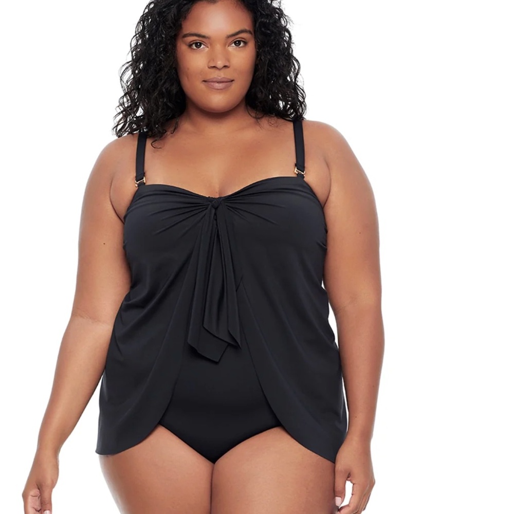 Lauren Ralph Lauren Swimsuit Womens Small Black One Piece Flyaway Tummy Control